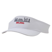 Beijing Embroidered Cotton Twill Sun Visor - White OSFM