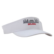 Beijing Embroidered Cotton Twill Sun Visor - White OSFM