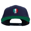 Italy Skull Embroidered Wool Blend Prostyle Snapback - Navy OSFM