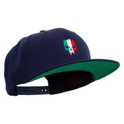 Italy Skull Embroidered Wool Blend Prostyle Snapback - Navy OSFM