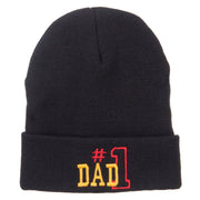 Number 1 Dad Outline Embroidered Long Beanie