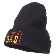 Number 1 Dad Outline Embroidered Long Beanie