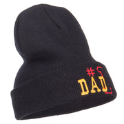 Number 1 Dad Outline Embroidered Long Beanie