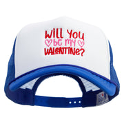 Will You Be My Valentine Embroidered Summer Foam Mesh Trucker Cap - Navy OSFM