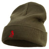 Hoopoe Logo Embroidered 12 Inch Long Knitted Beanie - Olive OSFM