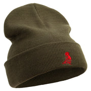 Hoopoe Logo Embroidered 12 Inch Long Knitted Beanie - Olive OSFM