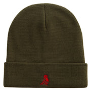 Hoopoe Logo Embroidered 12 Inch Long Knitted Beanie - Olive OSFM