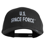 US Space Force Grey Letter Embroidered Retro Cotton Blend Snapback Cap - Black OSFM