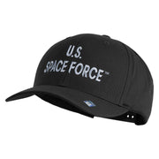 US Space Force Grey Letter Embroidered Retro Cotton Blend Snapback Cap - Black OSFM