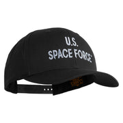 US Space Force Grey Letter Embroidered Retro Cotton Blend Snapback Cap - Black OSFM