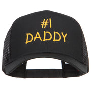 Number 1 Daddy Letters Embroidered Solid Mesh Cap