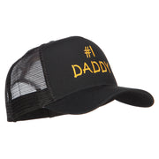 Number 1 Daddy Letters Embroidered Solid Mesh Cap