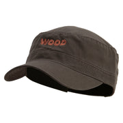 Tree Wood Embroidered Garment Washed Adjustable Army Cap - Dk-Olive-Green OSFM