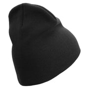 The Few The Proud US Marine Symbol Embroidered 8 Inch Solid Knit Short Beanie Made in USA - Black OSFM
