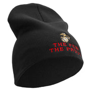 The Few The Proud US Marine Symbol Embroidered 8 Inch Solid Knit Short Beanie Made in USA - Black OSFM