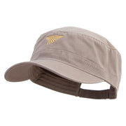 Golden Farm Field Icon Embroidered Garment Washed Adjustable Army Cap - Khaki OSFM