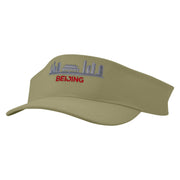 Beijing Embroidered Cotton Twill Sun Visor - Khaki OSFM