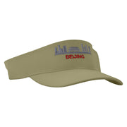 Beijing Embroidered Cotton Twill Sun Visor - Khaki OSFM