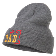 Number 1 Dad Outline Embroidered Long Beanie