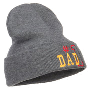 Number 1 Dad Outline Embroidered Long Beanie