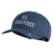 US Space Force Grey Letter Embroidered Retro Cotton Blend Snapback Cap - Navy OSFM