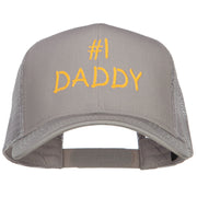 Number 1 Daddy Letters Embroidered Solid Mesh Cap