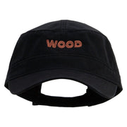 Tree Wood Embroidered Garment Washed Adjustable Army Cap - Black OSFM