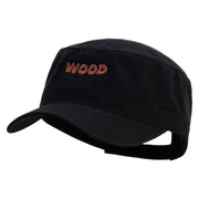 Tree Wood Embroidered Garment Washed Adjustable Army Cap - Black OSFM