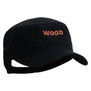 Tree Wood Embroidered Garment Washed Adjustable Army Cap - Black OSFM