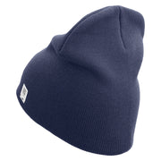 The Few The Proud US Marine Symbol Embroidered 8 Inch Solid Knit Short Beanie Made in USA - Navy OSFM
