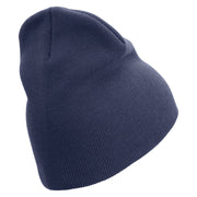 The Few The Proud US Marine Symbol Embroidered 8 Inch Solid Knit Short Beanie Made in USA - Navy OSFM