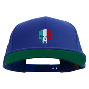 Italy Skull Embroidered Wool Blend Prostyle Snapback - Royal OSFM