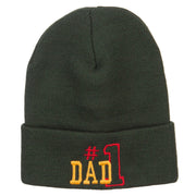 Number 1 Dad Outline Embroidered Long Beanie