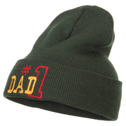 Number 1 Dad Outline Embroidered Long Beanie