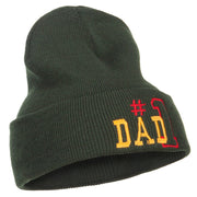 Number 1 Dad Outline Embroidered Long Beanie