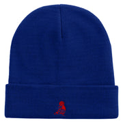 Hoopoe Logo Embroidered 12 Inch Long Knitted Beanie - Royal OSFM