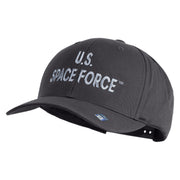 US Space Force Grey Letter Embroidered Retro Cotton Blend Snapback Cap - Charcoal OSFM