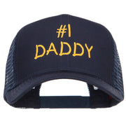 Number 1 Daddy Letters Embroidered Solid Mesh Cap