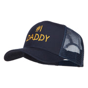 Number 1 Daddy Letters Embroidered Solid Mesh Cap