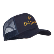 Number 1 Daddy Letters Embroidered Solid Mesh Cap