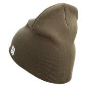 The Few The Proud US Marine Symbol Embroidered 8 Inch Solid Knit Short Beanie Made in USA - Olive OSFM