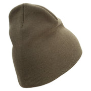 The Few The Proud US Marine Symbol Embroidered 8 Inch Solid Knit Short Beanie Made in USA - Olive OSFM