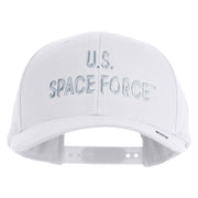 US Space Force Grey Letter Embroidered Retro Cotton Blend Snapback Cap - White OSFM