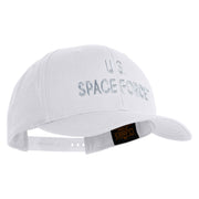 US Space Force Grey Letter Embroidered Retro Cotton Blend Snapback Cap - White OSFM