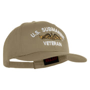 Golden US Submarine Veteran Embroidered Solid Cotton Twill Pro Style Cap - Khaki OSFM