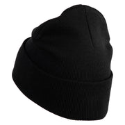 Yellow Lighting Bolt Iron on Patch Patched 12 Inch Long Knitted Beanie - Black OSFM