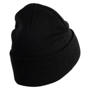 Yellow Lighting Bolt Iron on Patch Patched 12 Inch Long Knitted Beanie - Black OSFM
