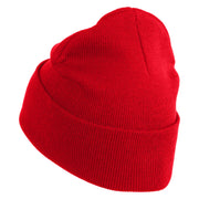 Yellow Lighting Bolt Iron on Patch Patched 12 Inch Long Knitted Beanie - Red OSFM
