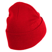 Yellow Lighting Bolt Iron on Patch Patched 12 Inch Long Knitted Beanie - Red OSFM