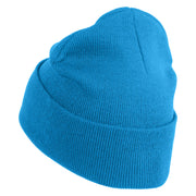 Yellow Lighting Bolt Iron on Patch Patched 12 Inch Long Knitted Beanie - Aqua OSFM
